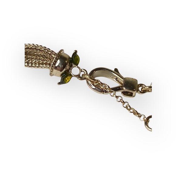 new Jenny Packham ❀ Chic Fringed Crystal Gemstones Necklace ❀ Gold + Olive Green - Picture 6 of 17